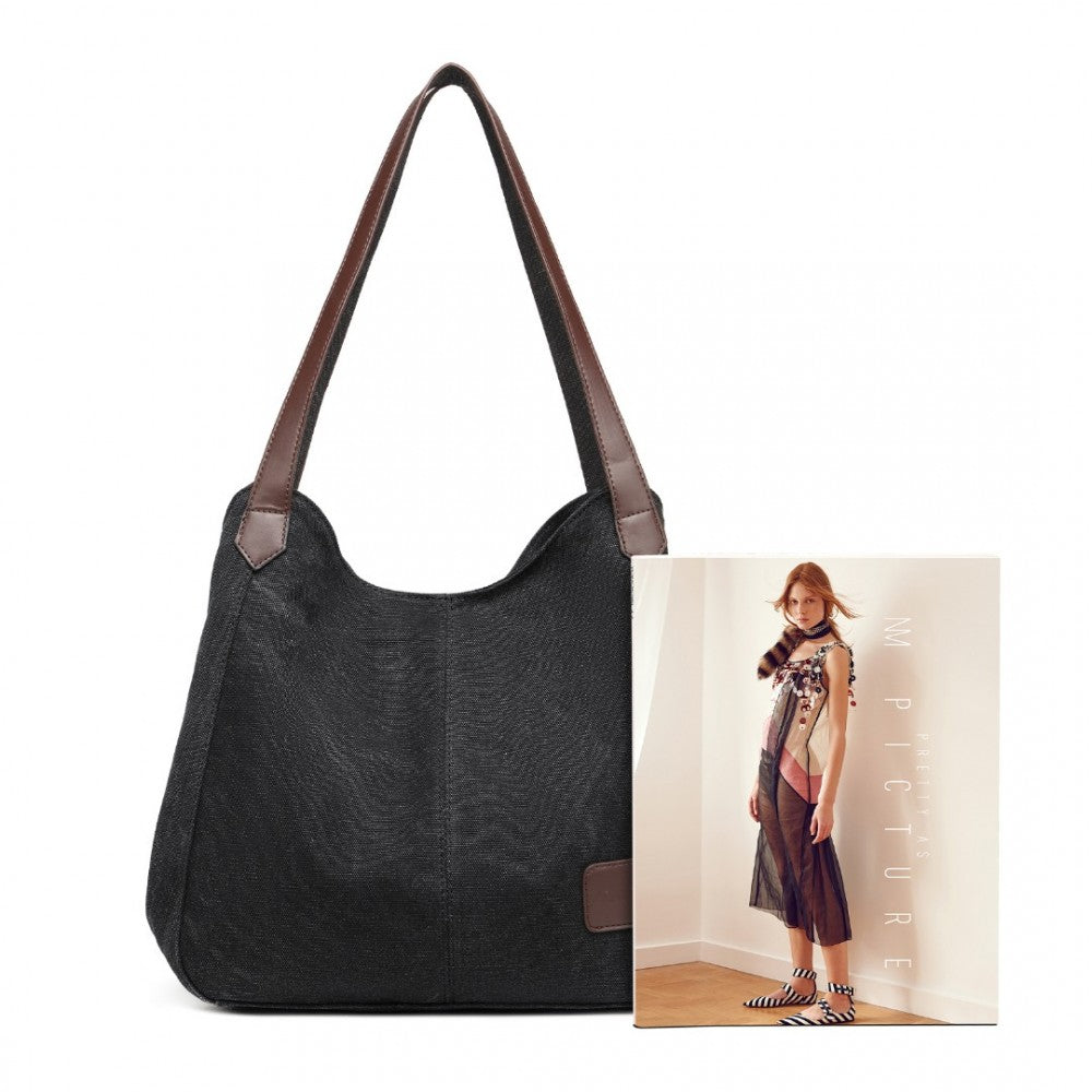 EB2040L - KONO CANVAS SHOULDER TOTE BAG - BLACK