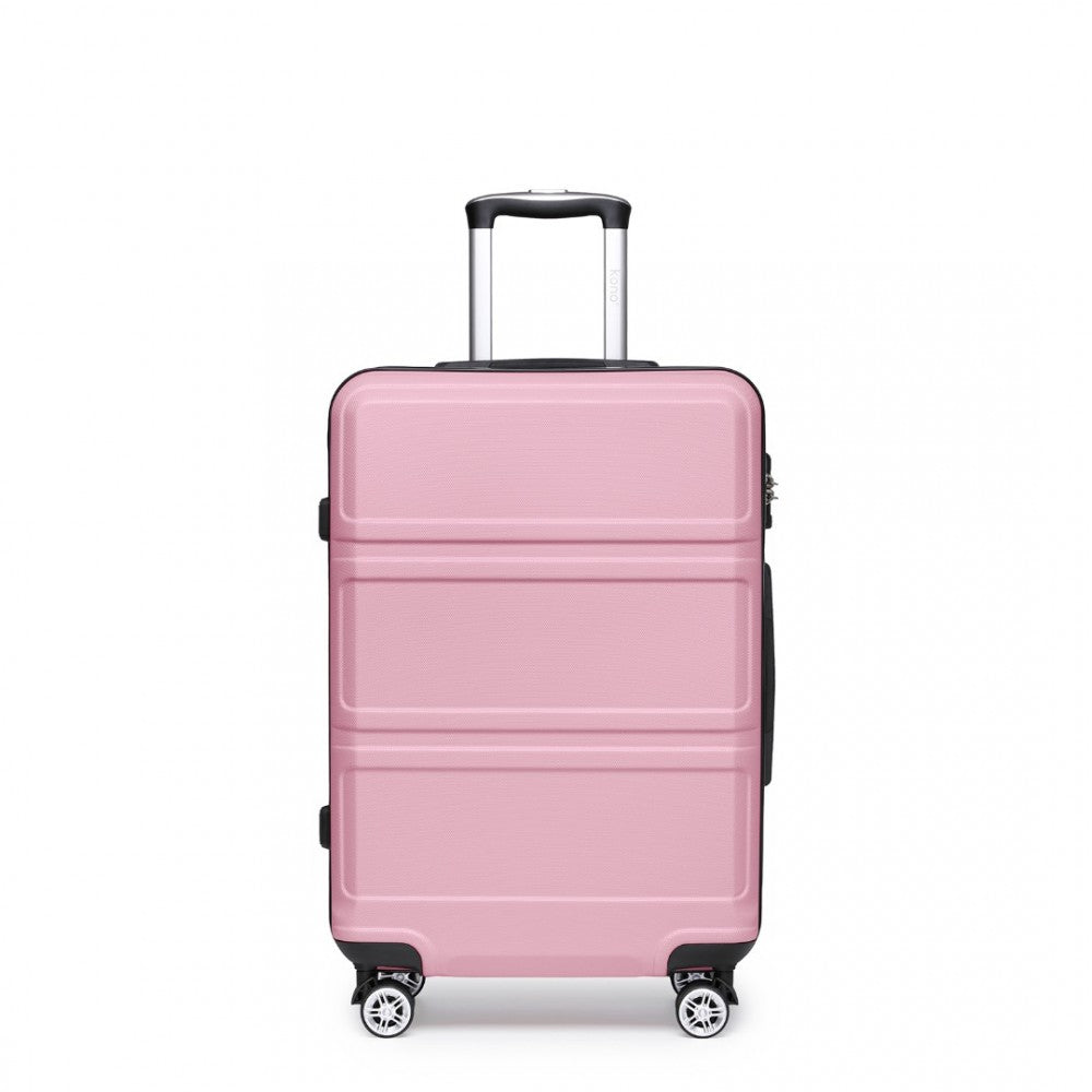 K1871-1L - KONO ABS 28 INCH SCULPTED HORIZONTAL DESIGN SUITCASE - PINK