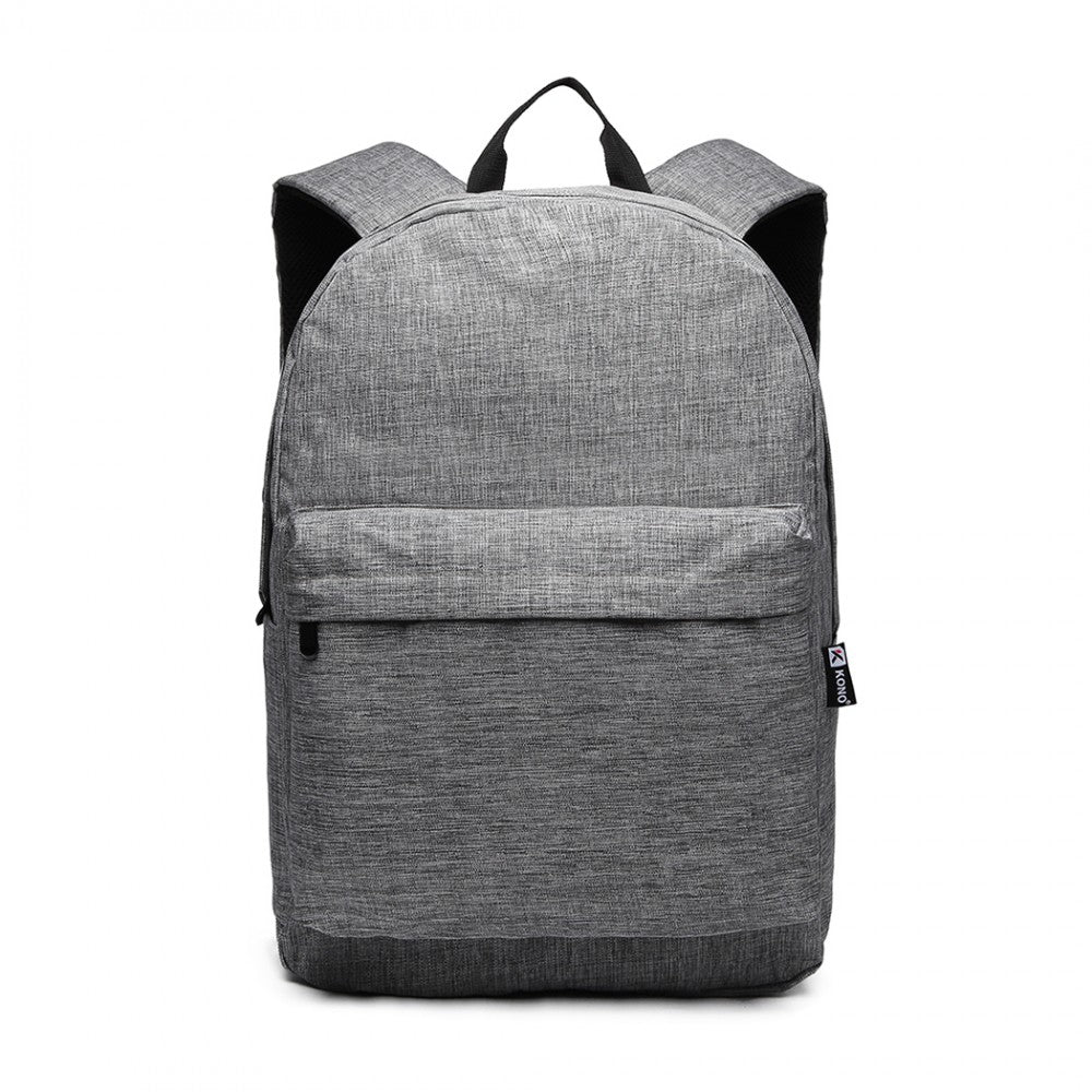 E1930 - KONO DURABLE POLYESTER EVERYDAY BACKPACK WITH SLEEK DESIGN - GREY