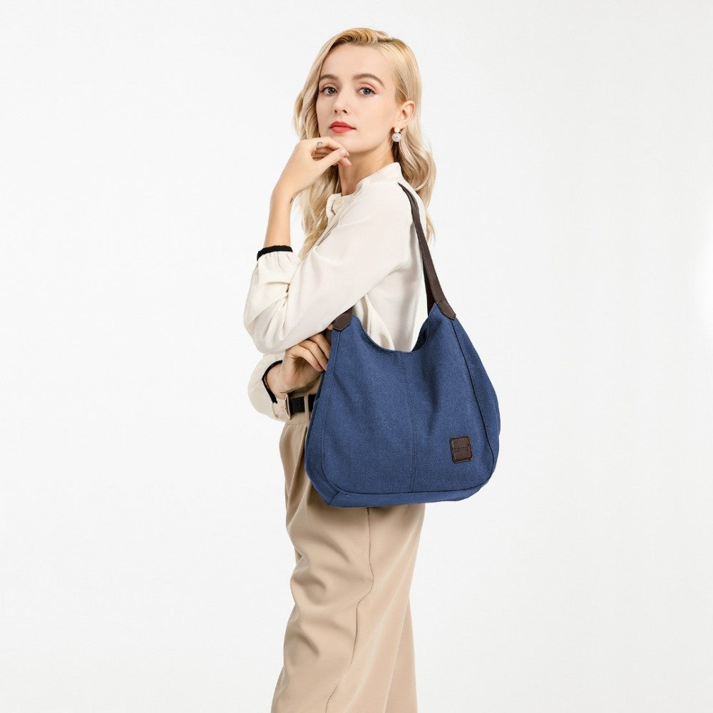 EB2040L - KONO CANVAS SHOULDER TOTE BAG - NAVY