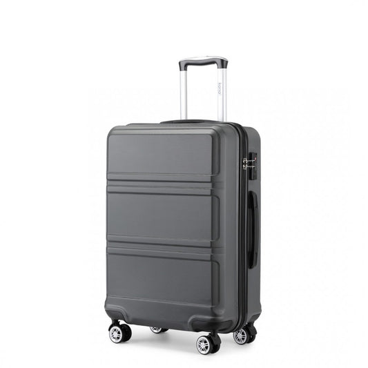 K1871-1L - KONO ABS 24 INCH SCULPTED HORIZONTAL DESIGN SUITCASE - GREY