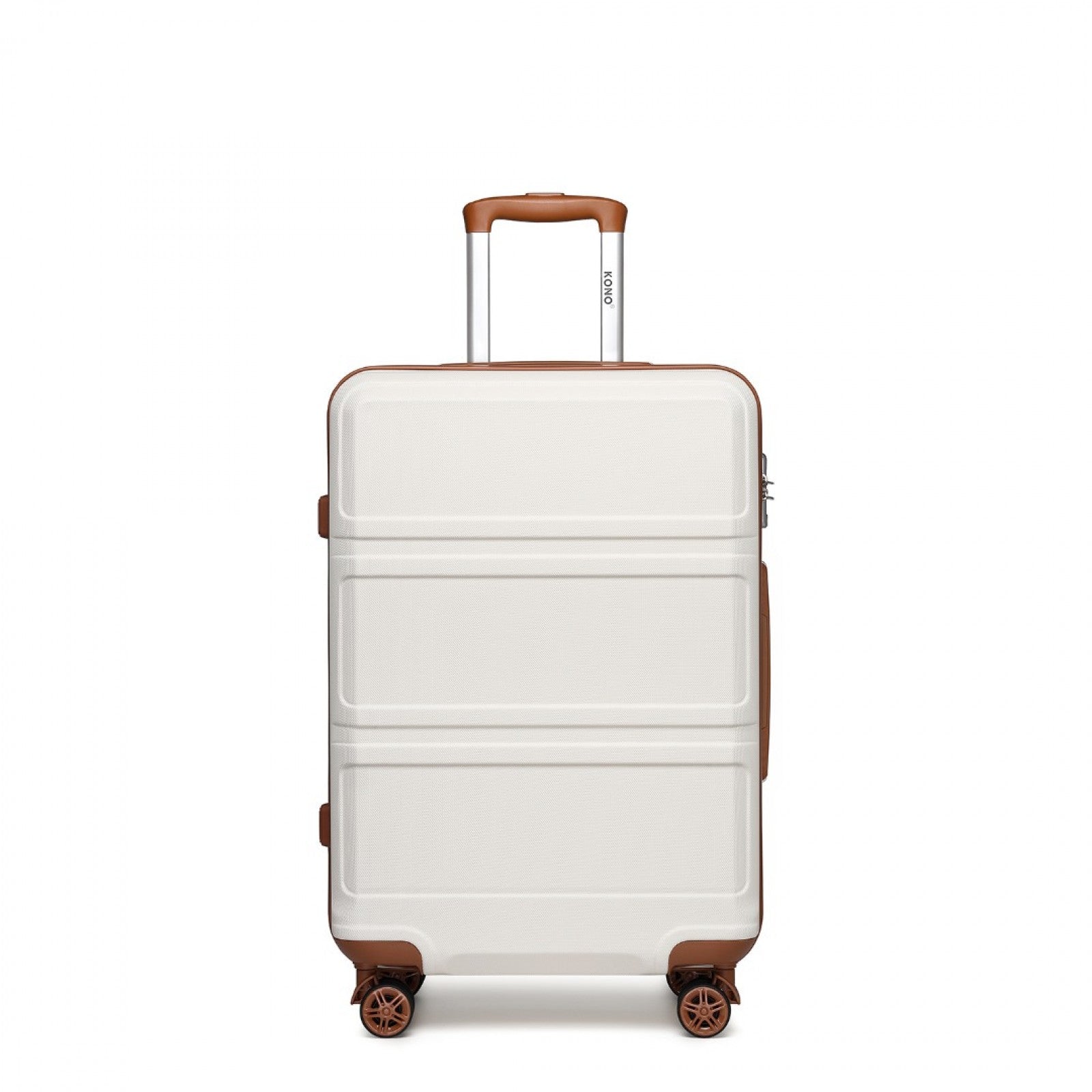 K1871-1L - KONO ABS 20 INCH SCULPTED HORIZONTAL DESIGN CABIN LUGGAGE - CREAM - The Baggage Shop