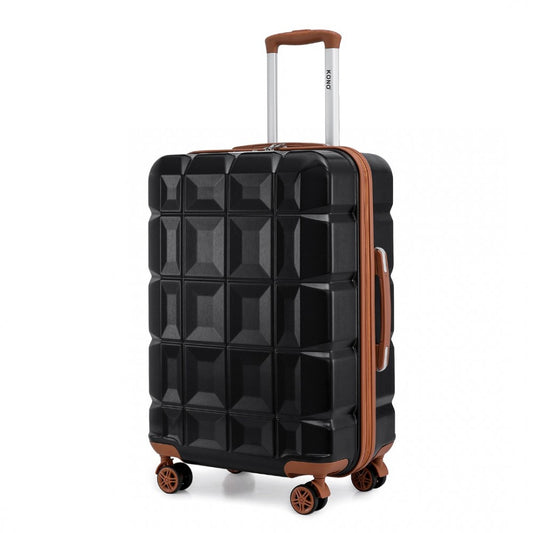 K2292L - KONO 28 INCH LIGHTWEIGHT HARD SHELL ABS SUITCASE WITH TSA LOCK - BLACK AND BROWN