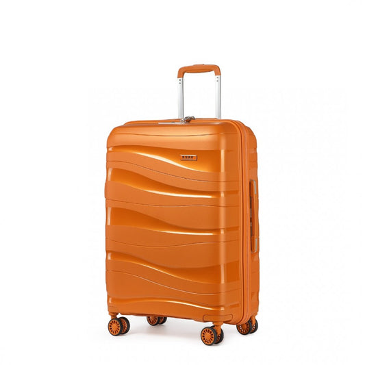 K2094L - KONO 24 INCH LIGHTWEIGHT POLYPROPYLENE HARD SHELL SUITCASE WITH TSA LOCK - ORANGE