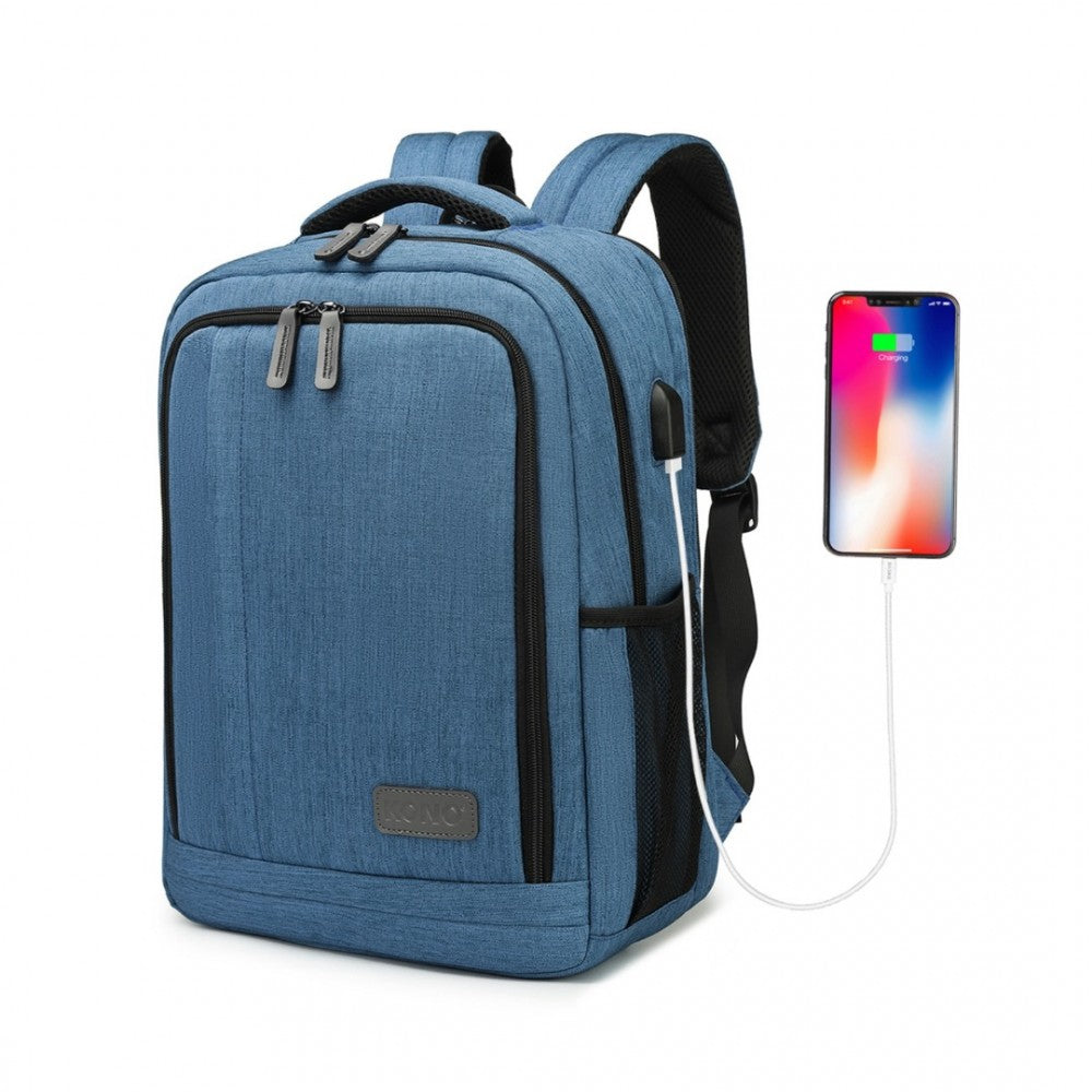 EM2111S - KONO MULTI-COMPARTMENT BACKPACK WITH USB PORT - BLUE