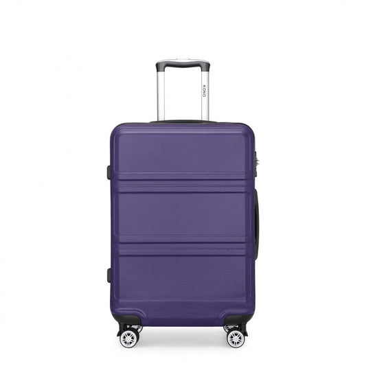 K1871-1L - KONO ABS 20 INCH SCULPTED HORIZONTAL DESIGN CABIN LUGGAGE - PURPLE - The Baggage Shop