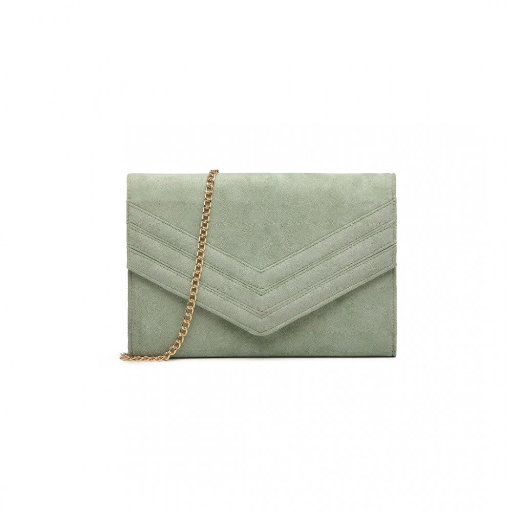 LP1963 - MISS LULU CHEVRON ENVELOPE CLUTCH BAG - GREEN