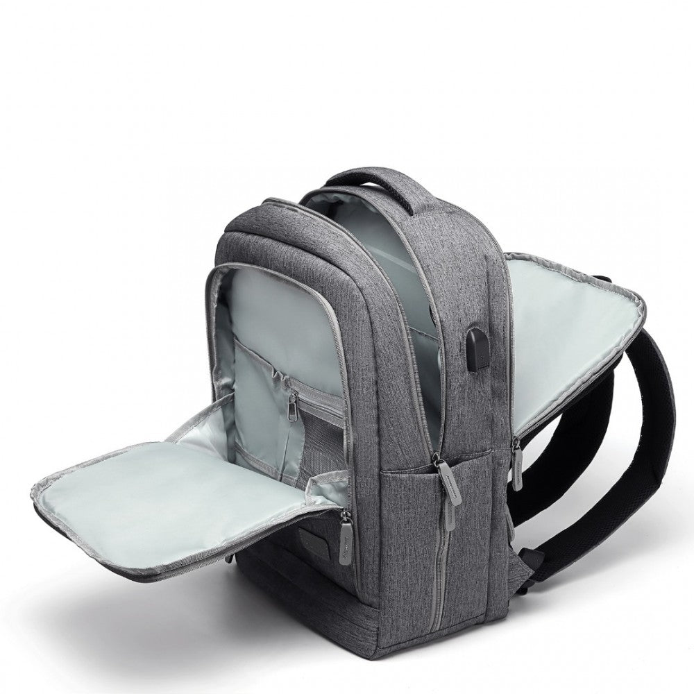 EM2111 - KONO MULTI-COMPARTMENT BACKPACK WITH USB PORT - GREY