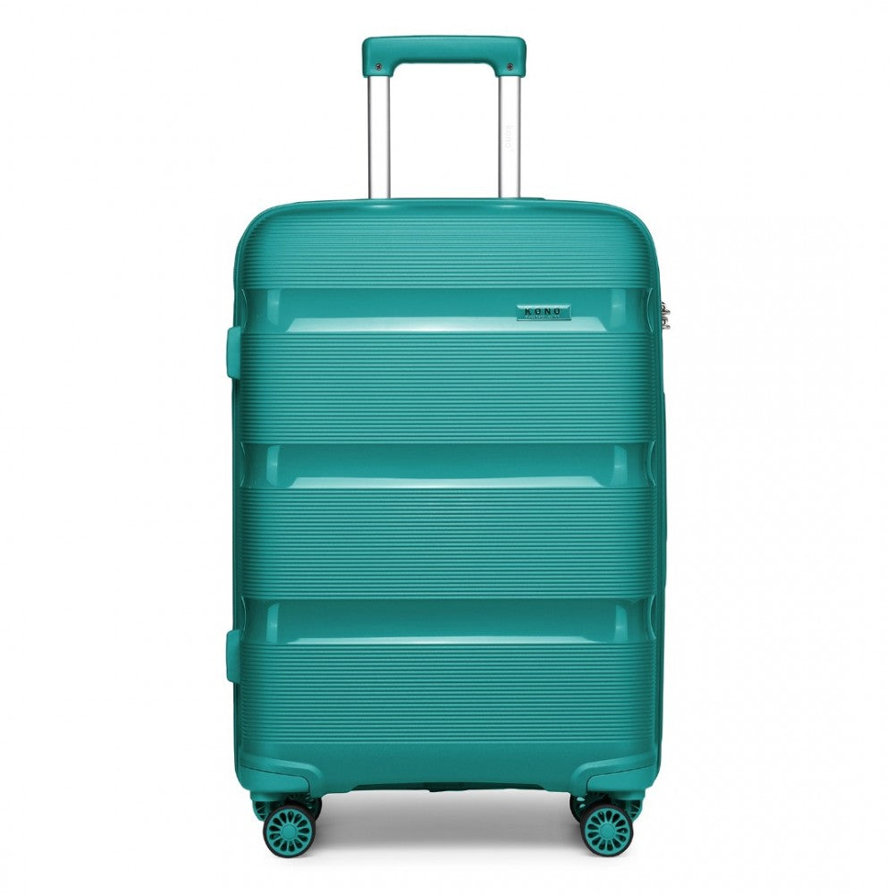 K2092L - KONO 24 INCH BRIGHT HARD SHELL PP SUITCASE - CLASSIC COLLECTION - BLUE/GREEN