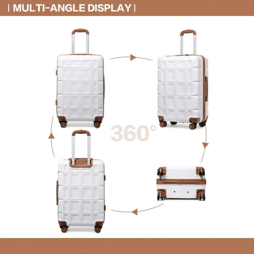 K2292L - KONO 24 INCH LIGHTWEIGHT HARD SHELL ABS SUITCASE WITH TSA LOCK - WHITE