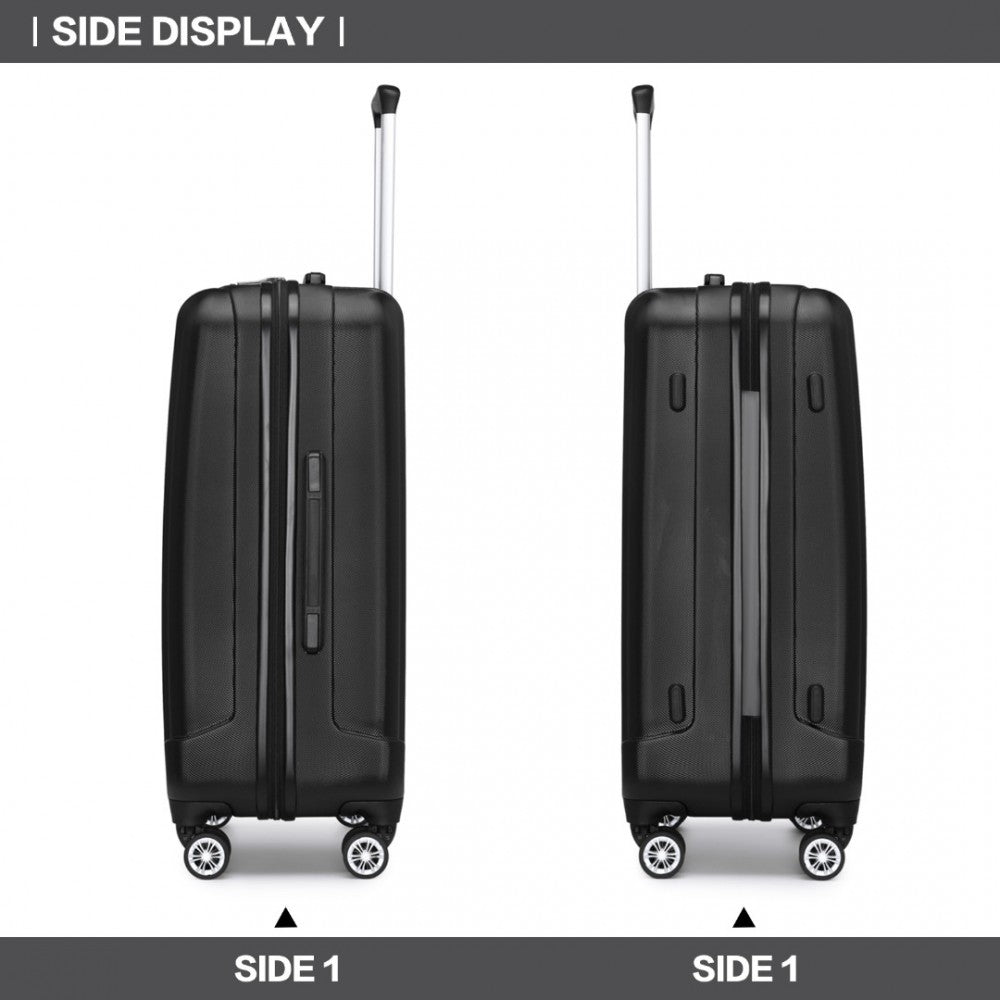 K1773-1L - KONO 28 INCH STRIPED ABS HARD SHELL LUGGAGE WITH 360-DEGREE SPINNER WHEELS - BLACK