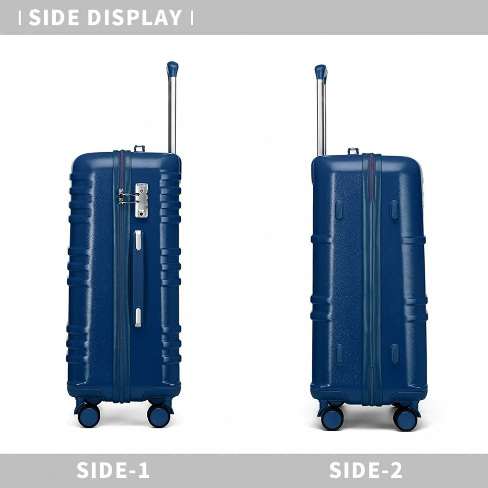 K2391L - BRITISH TRAVELLER 28 INCH DURABLE POLYCARBONATE AND ABS HARD SHELL SUITCASE WITH TSA LOCK - NAVY