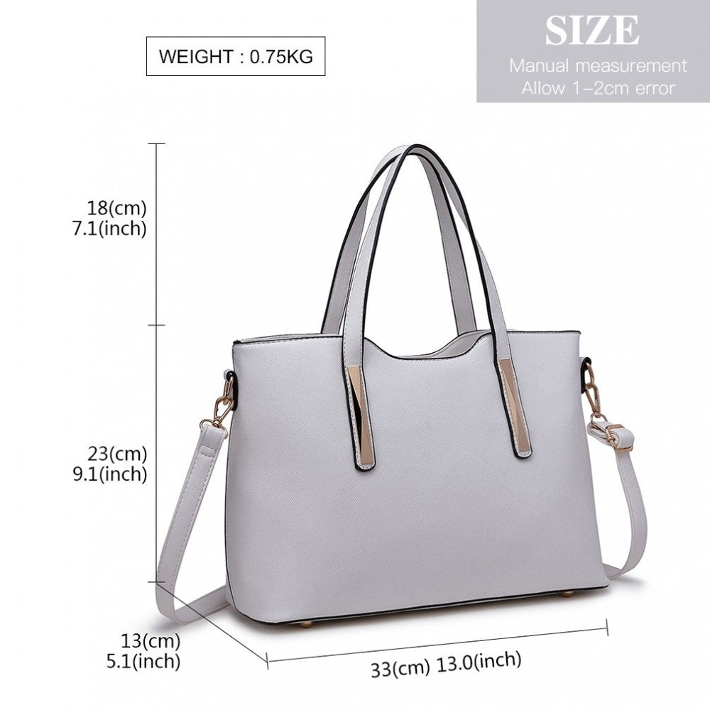 S1719 - MISS LULU PU LEATHER HANDBAG & PURSE - WHITE