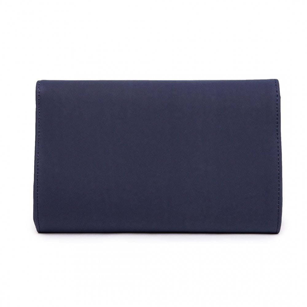 LH1756 - MISS LULU LEATHER LOOK ENVELOPE CLUTCH BAG - NAVY