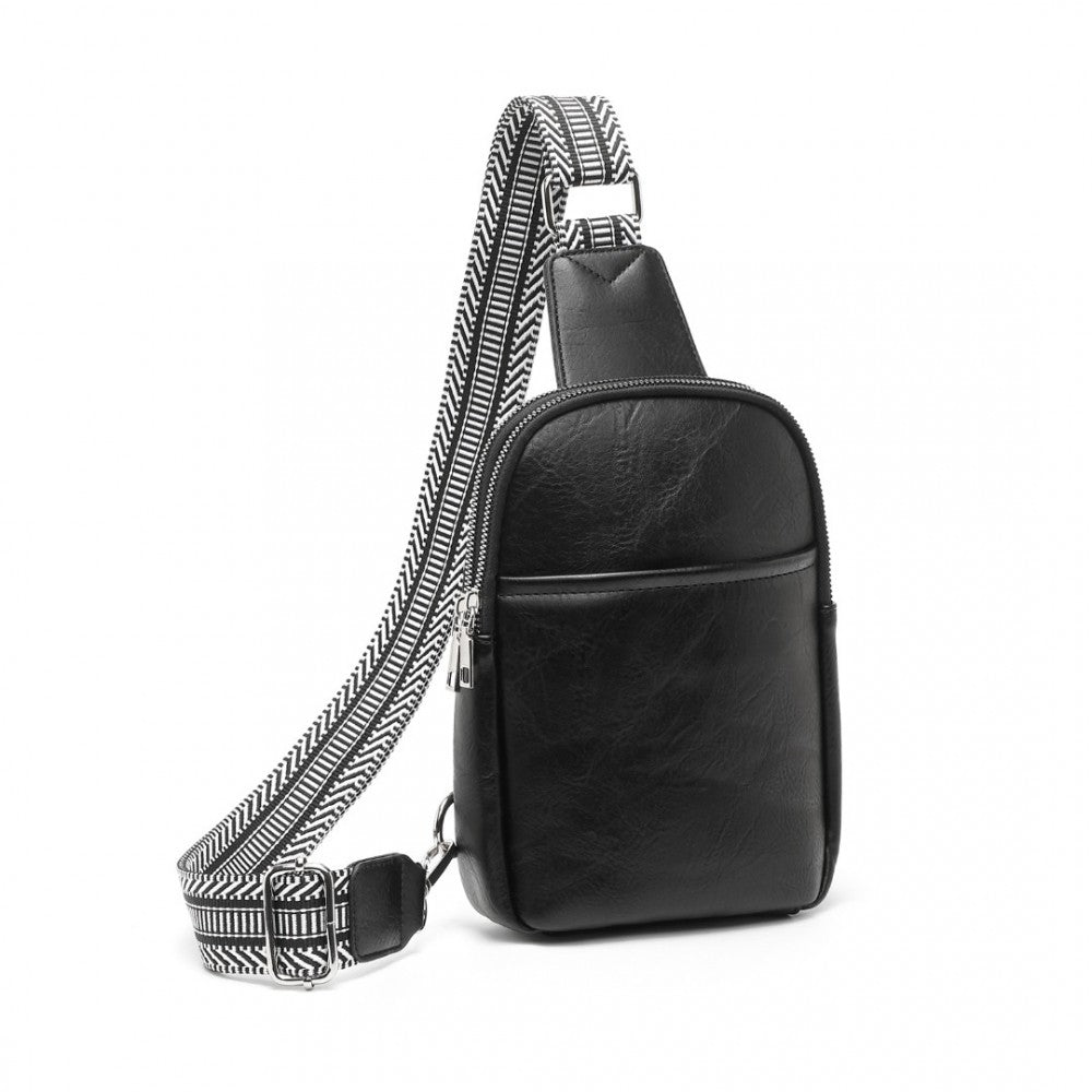 LB2356 - MISS LULU CONVERTIBLE PU LEATHER MULTI-WEAR CHEST BAG - BLACK