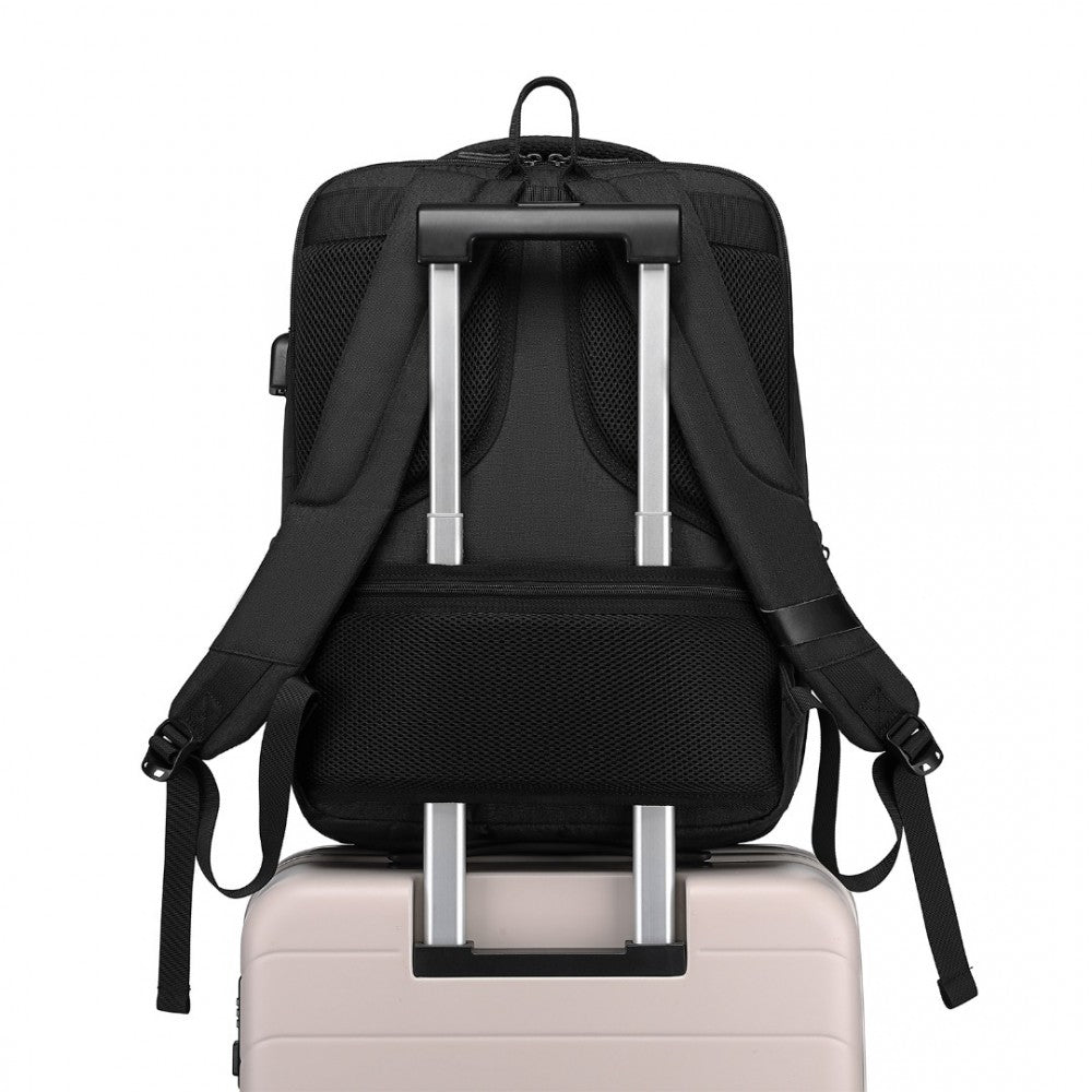 EM2111 - KONO MULTI-COMPARTMENT BACKPACK WITH USB PORT - BLACK