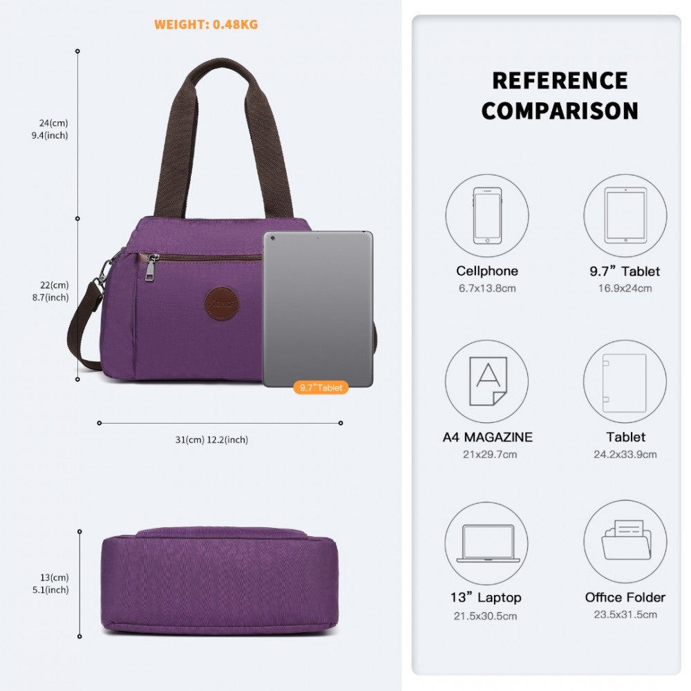 EH2239 - KONO WATERPROOF MULTI-FUNCTIONAL HANDBAG CROSS BODY BAG - PURPLE