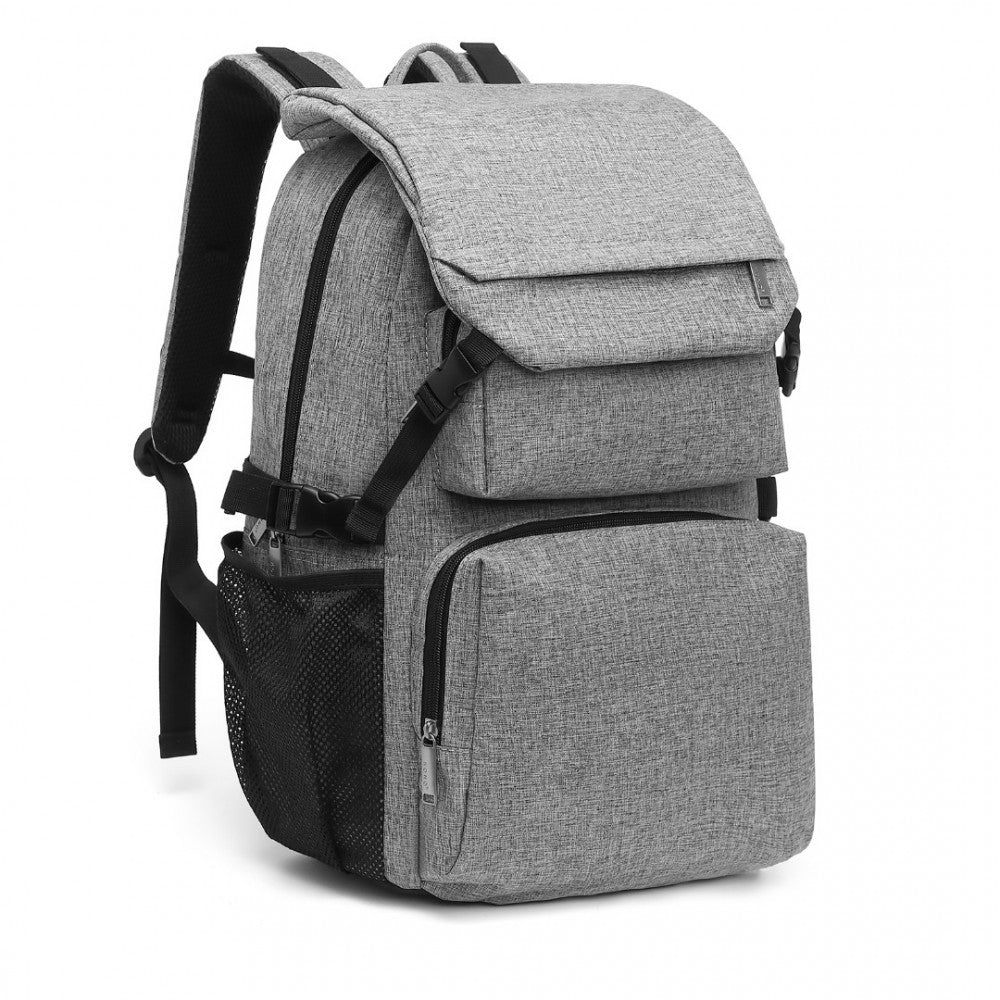 EQ2304 - KONO MEN'S VERSATILE AND SLEEK URBAN COMMUTER BACKPACK - GREY