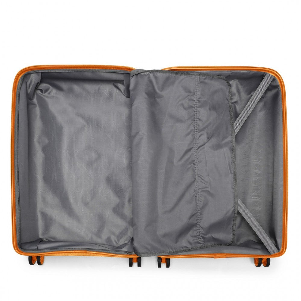 K2092L - KONO BRIGHT HARD SHELL PP SUITCASE WITH TSA LOCK AND VANITY CASE 4 PIECES SET - CLASSIC COLLECTION - ORANGE