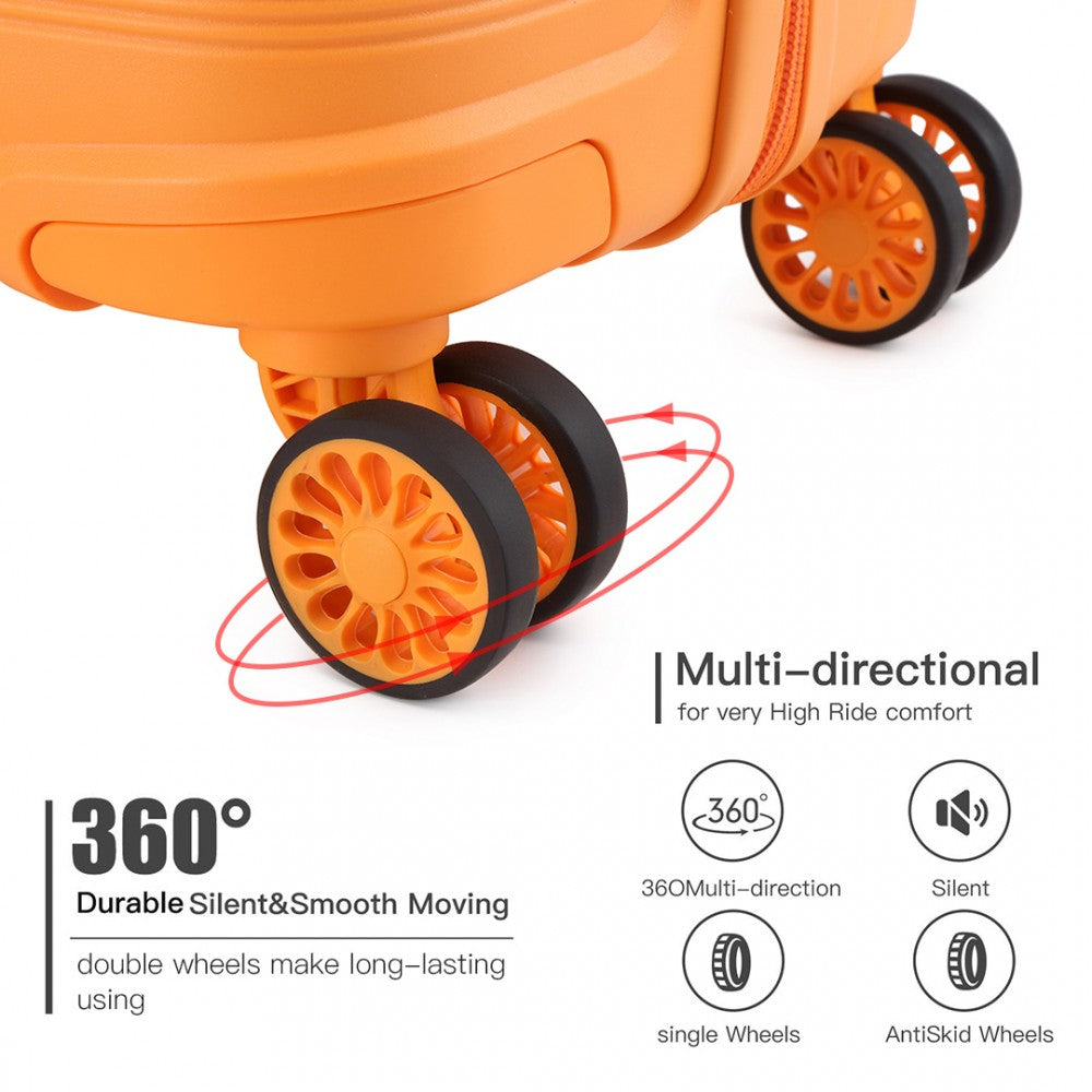 K2092L - KONO 24 INCH BRIGHT HARD SHELL PP SUITCASE - CLASSIC COLLECTION - ORANGE