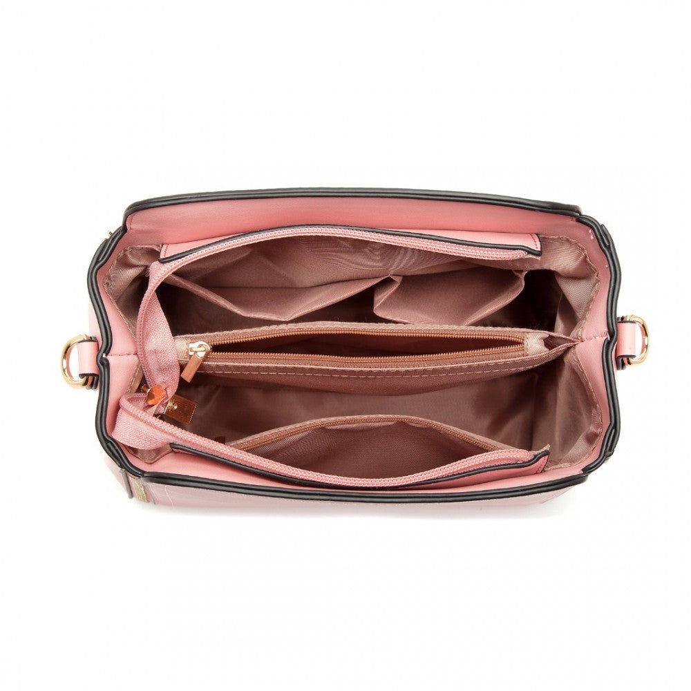 LB2126 - MISS LULU LEATHER LOOK PRACTICAL CROSSBODY BAG - PINK