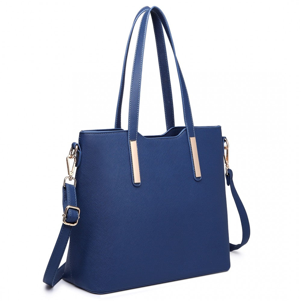 LT6648 - MISS LULU THREE PIECE TOTE SHOULDER BAG AND CLUTCH - NAVY