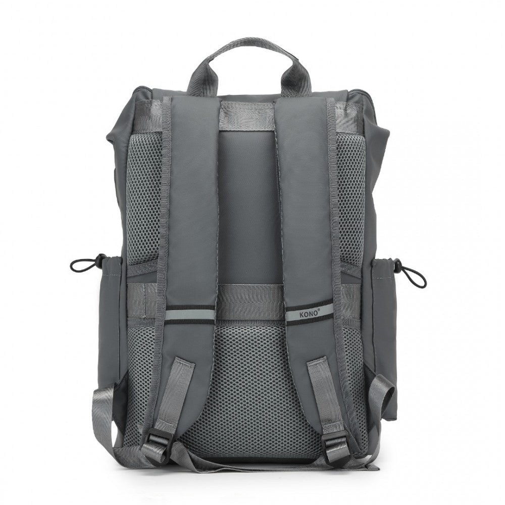 EQ2404 - KONO ADVANCED LEISURE BACKPACK WITH REFLECTIVE SAFETY FEATURES USB CHARGING AND DEDICATED LAPTOP SLEEVE - GREY