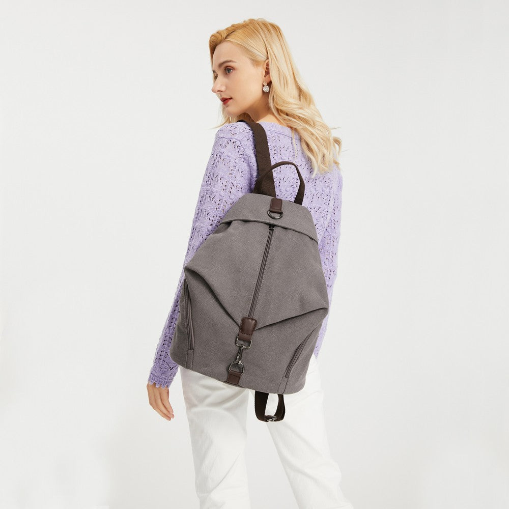 EB2044 - KONO FASHION ANTI-THEFT CANVAS BACKPACK - GREY