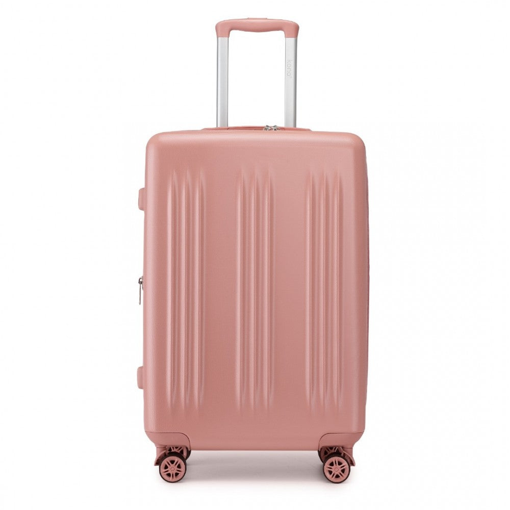 KSK2483 - KONO 24 INCH SLEEK STRIPED CHECK-IN SUITCASE EXPANDABLE DURABLE ABS+PC LUGGAGE WITH FOUR SPINNER WHEELS TSA LOCK - NUDE