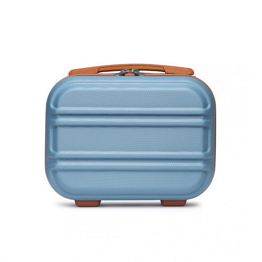 K1871-1L - KONO 12 INCH LIGHTWEIGHT HARD SHELL ABS VANITY CASE - GRAYISH BLUE AND BROWN