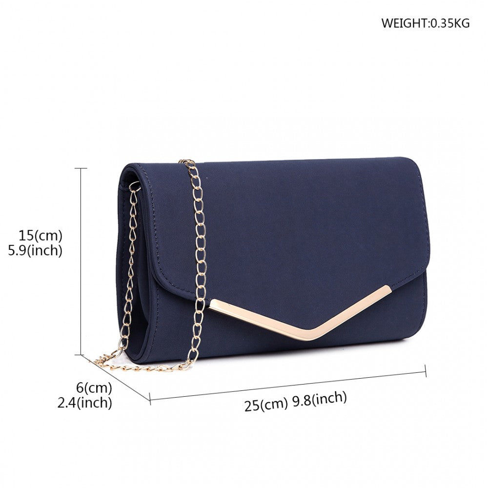 LH1756 - MISS LULU LEATHER LOOK ENVELOPE CLUTCH BAG - NAVY