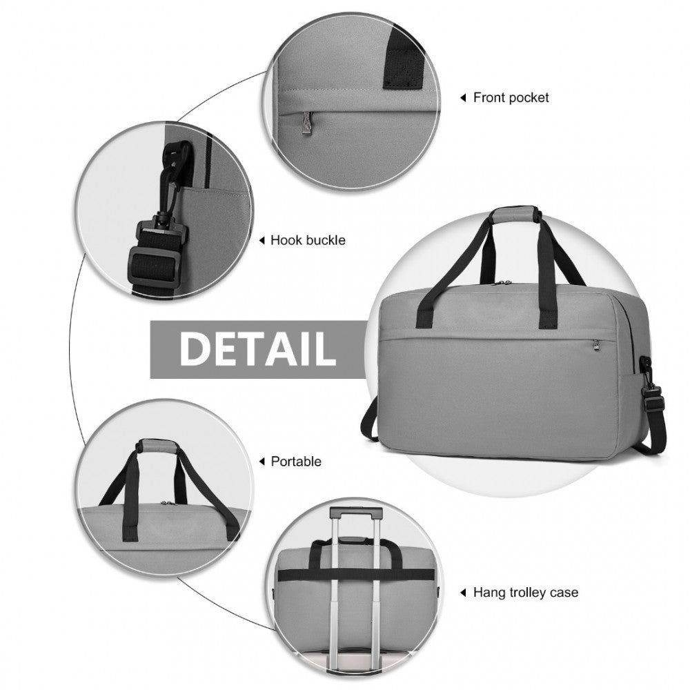 E1960L - KONO LIGHTWEIGHT MULTI PURPOSE UNISEX SPORTS TRAVEL DUFFEL BAG - GREY