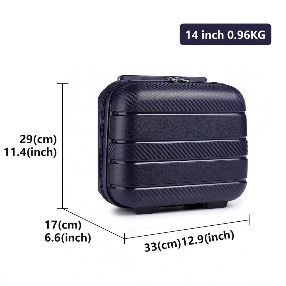 K2091L - KONO 14 INCH MULTI TEXTURE HARD SHELL PP VANITY CASE - CLASSIC COLLECTION - NAVY