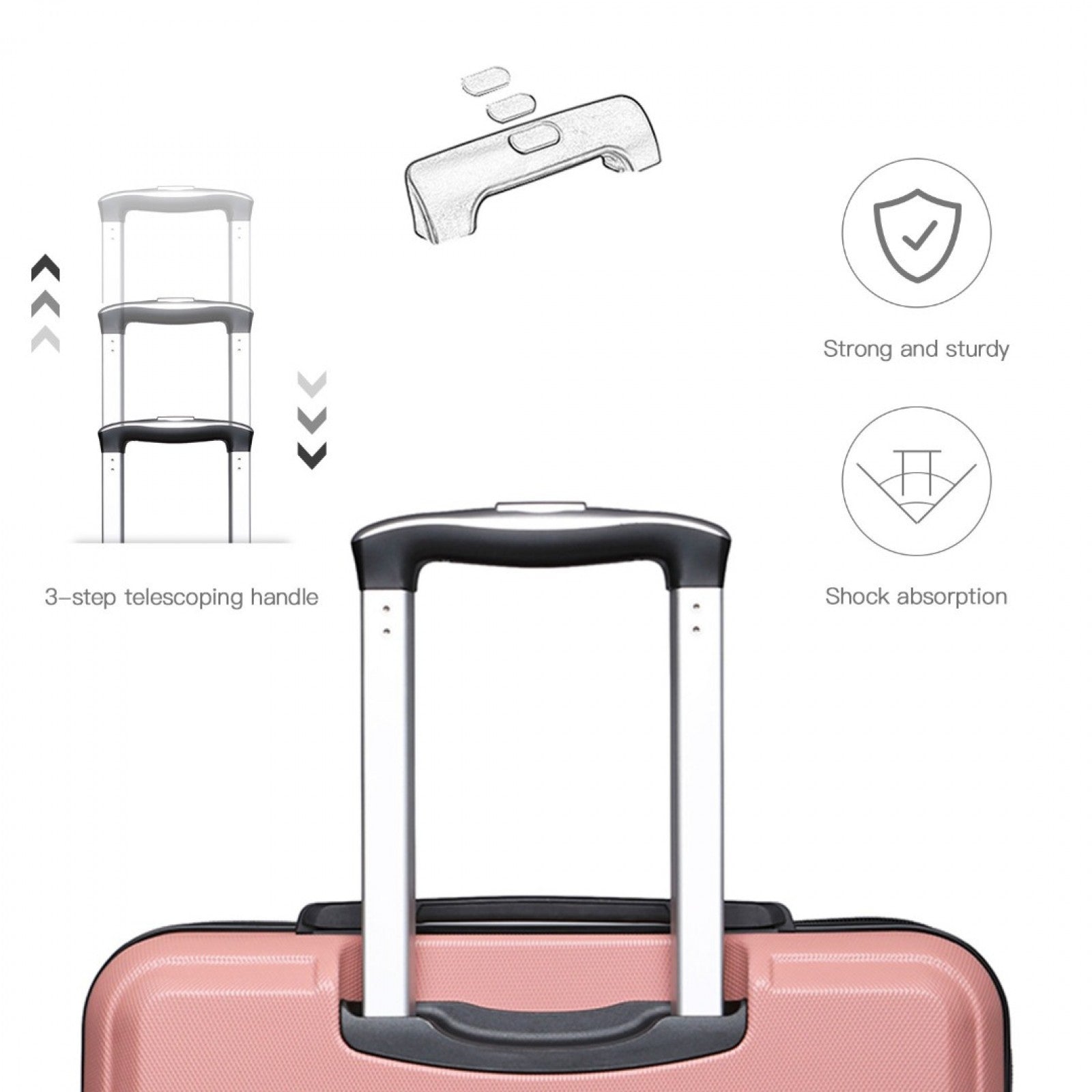K1871-1L - KONO ABS 20 INCH SCULPTED HORIZONTAL DESIGN CABIN LUGGAGE - NUDE - The Baggage Shop