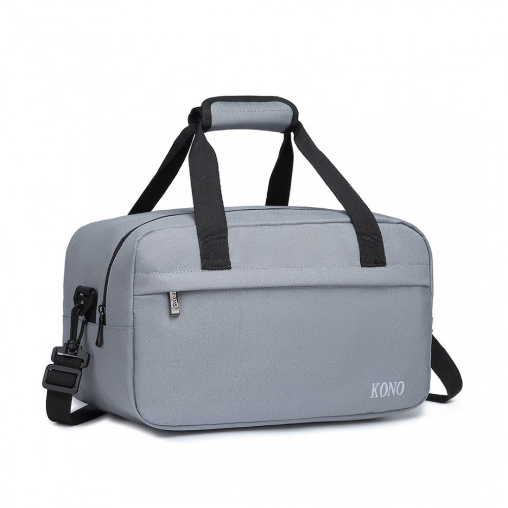 E1960S - KONO LIGHTWEIGHT MULTI PURPOSE UNISEX SPORTS TRAVEL DUFFEL BAG - LIGHT GREY