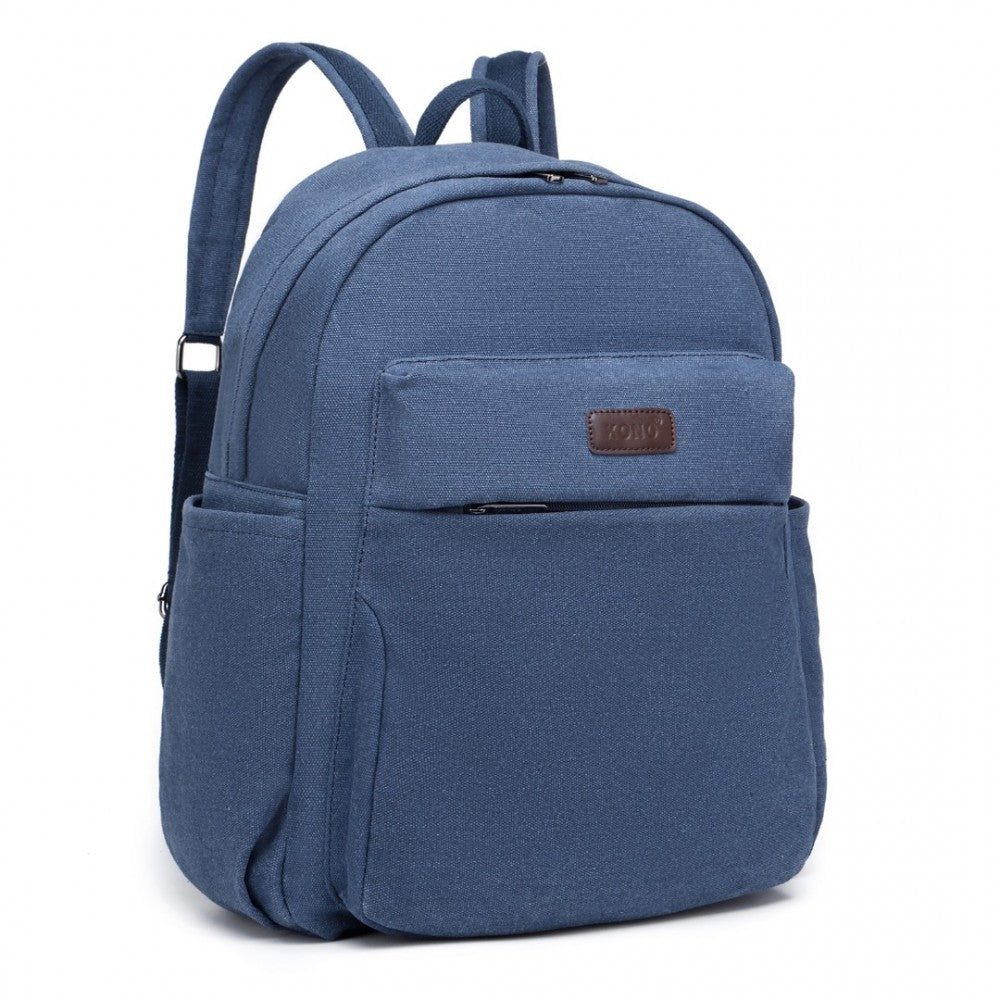 EB2234 - KONO CANVAS LIGHTWEIGHT CASUAL SCHOOL BACKPACK - NAVY