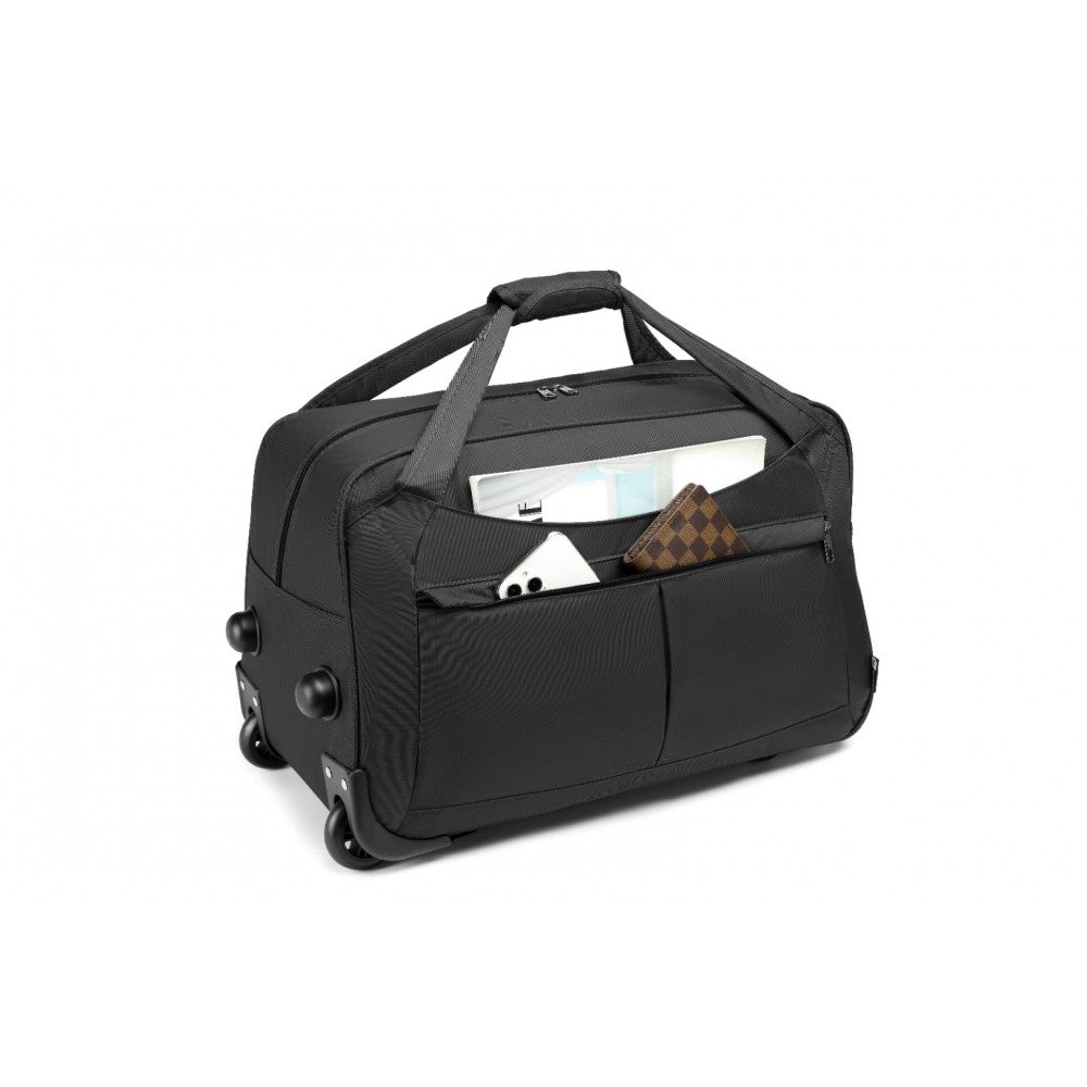 EQ2235 - KONO FOLDABLE LARGE CAPACITY TROLLEY TRAVEL BAG - BLACK