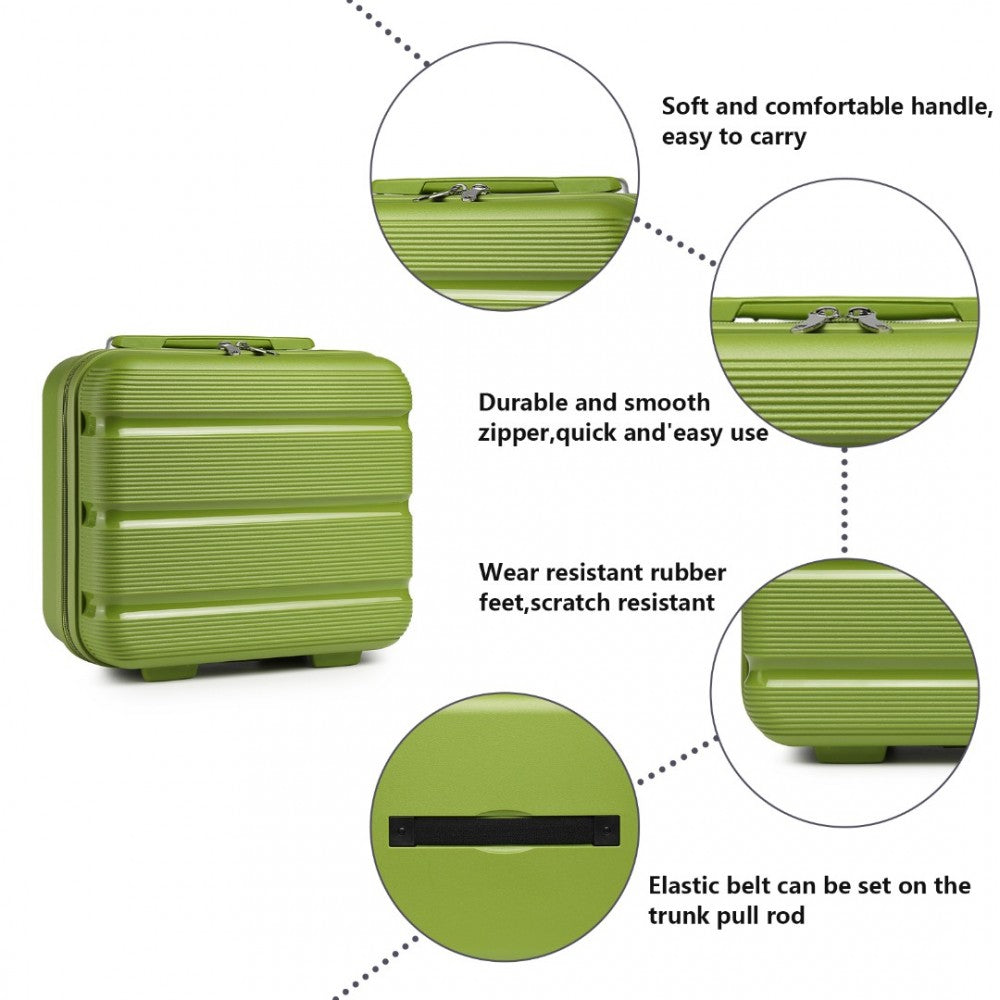 K2092L - KONO 14 INCH BRIGHT HARD SHELL PP VANITY CASE - GREEN