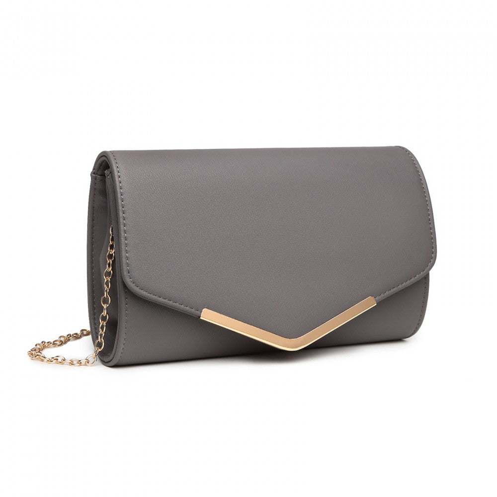 LH2064 - MISS LULU VEGAN ENVELOPE CLUTCH BAG - GREY