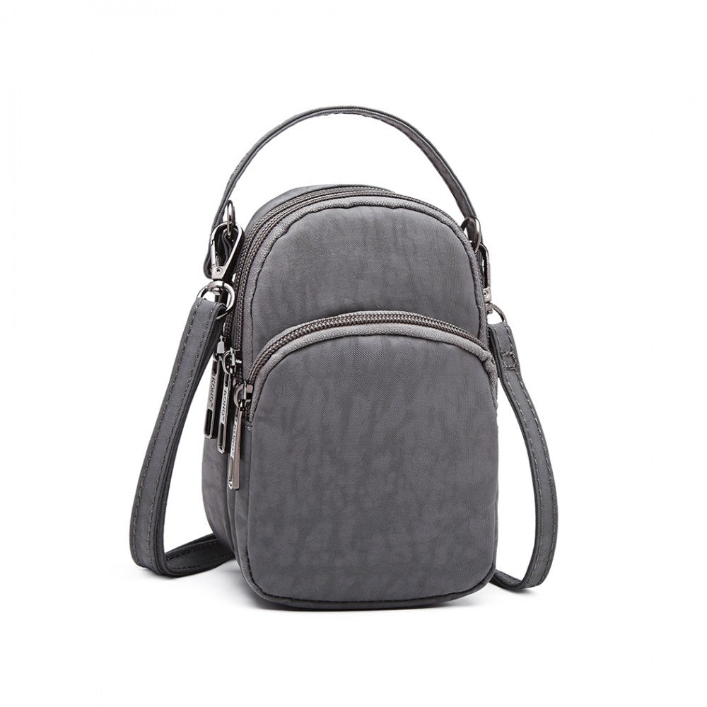 E6901 - KONO COMPACT MULTI COMPARTMENT CROSS BODY BAG - GREY