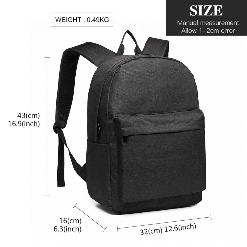 E1930 - KONO DURABLE POLYESTER EVERYDAY BACKPACK WITH SLEEK DESIGN - BLACK