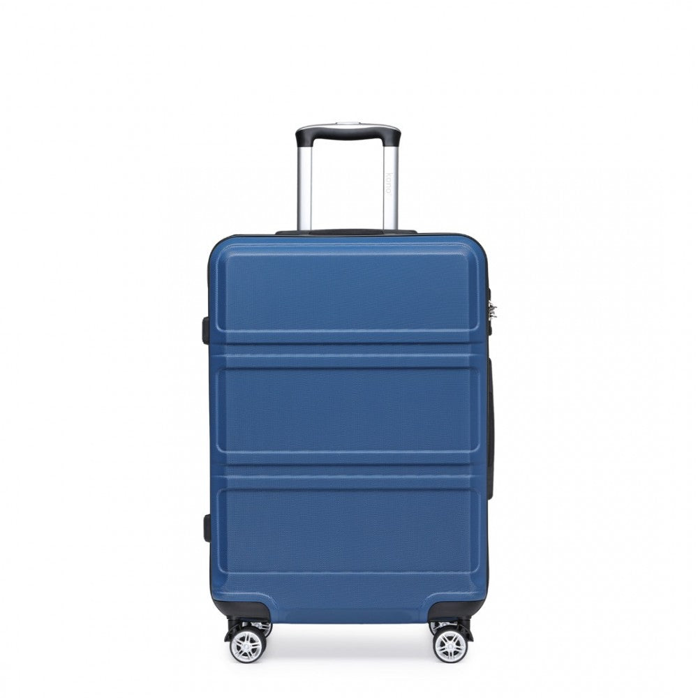 K1871-1L - KONO ABS 28 INCH SCULPTED HORIZONTAL DESIGN SUITCASE - NAVY BLUE