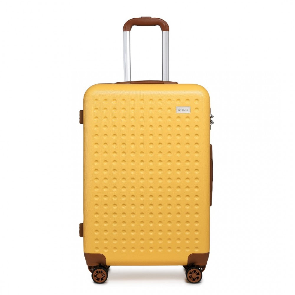 K2394L - KONO 28 INCH FLEXIBLE HARD SHELL ABS SUITCASE WITH TSA LOCK - YELLOW