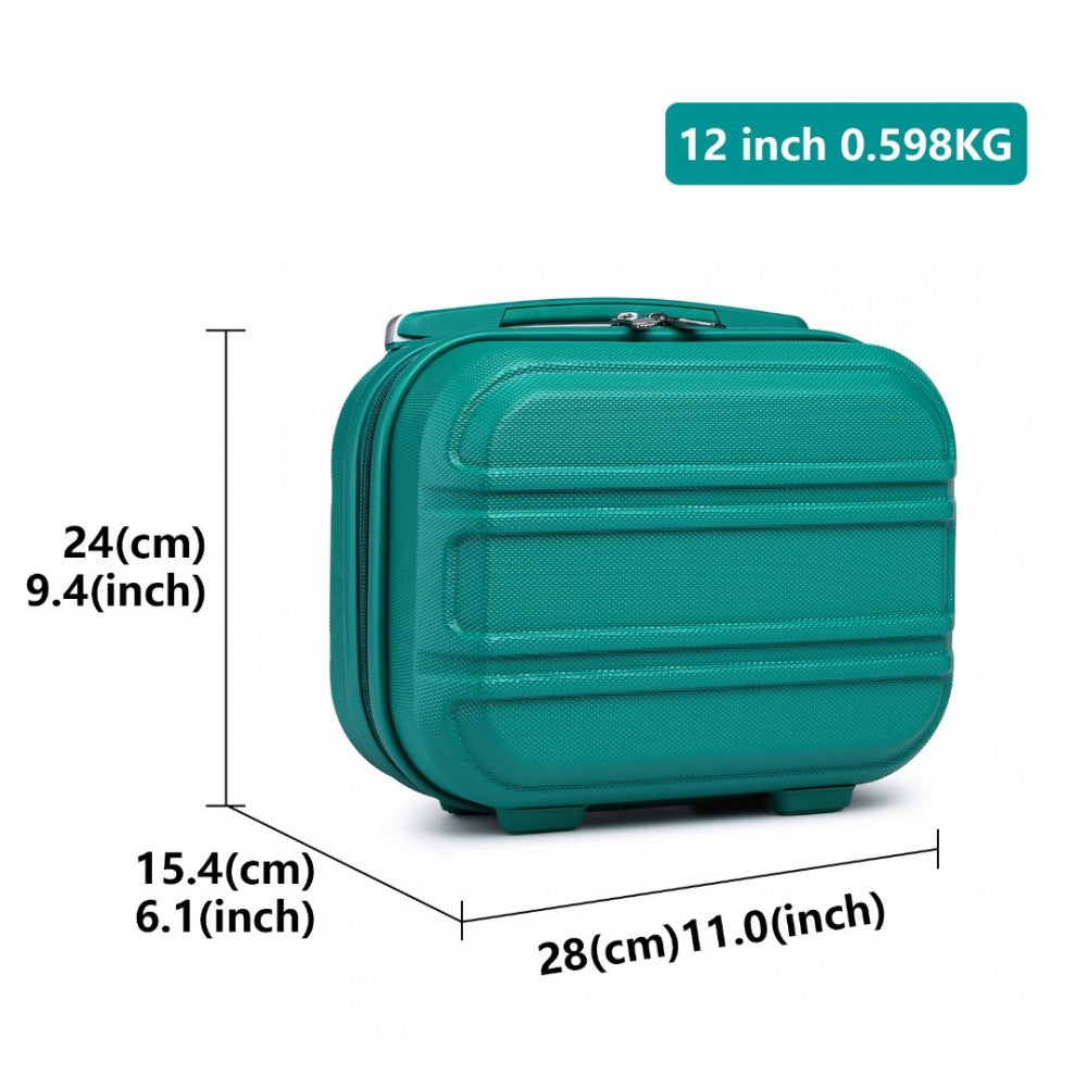 K1871-1L - KONO 12 INCH LIGHTWEIGHT HARD SHELL ABS VANITY CASE - TEAL