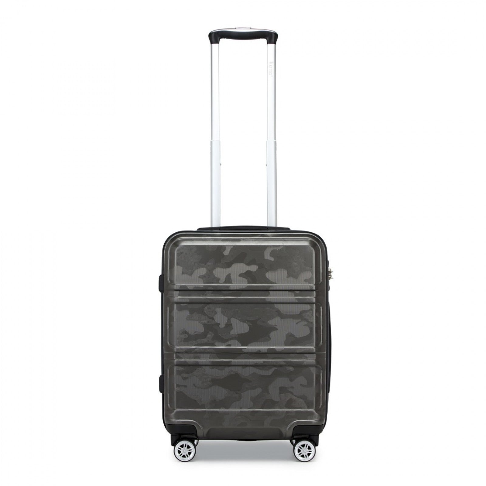 K1871-1L - KONO ABS 20 INCH SCULPTED HORIZONTAL DESIGN CABIN LUGGAGE - CAMOUFLAGE GREY AND BLACK - The Baggage Shop