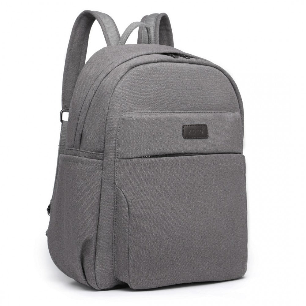 EB2234 - KONO CANVAS LIGHTWEIGHT CASUAL SCHOOL BACKPACK - GREY