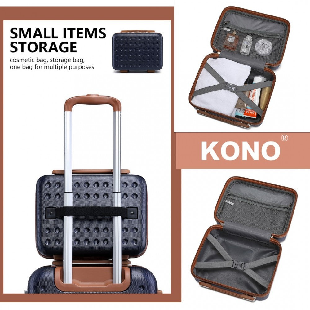 K2394L - KONO 13 INCH SPECIAL HARD SHELL ABS VANITY CASE - NAVY