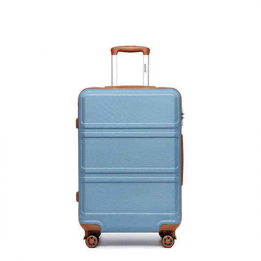 K1871-1L - KONO ABS 20 INCH SCULPTED HORIZONTAL DESIGN CABIN LUGGAGE - GRAYISH BLUE AND BROWN - The Baggage Shop