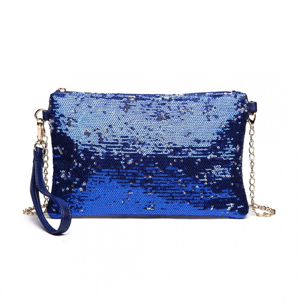 LH1765 - MISS LULU SEQUINS CLUTCH EVENING BAG - NAVY