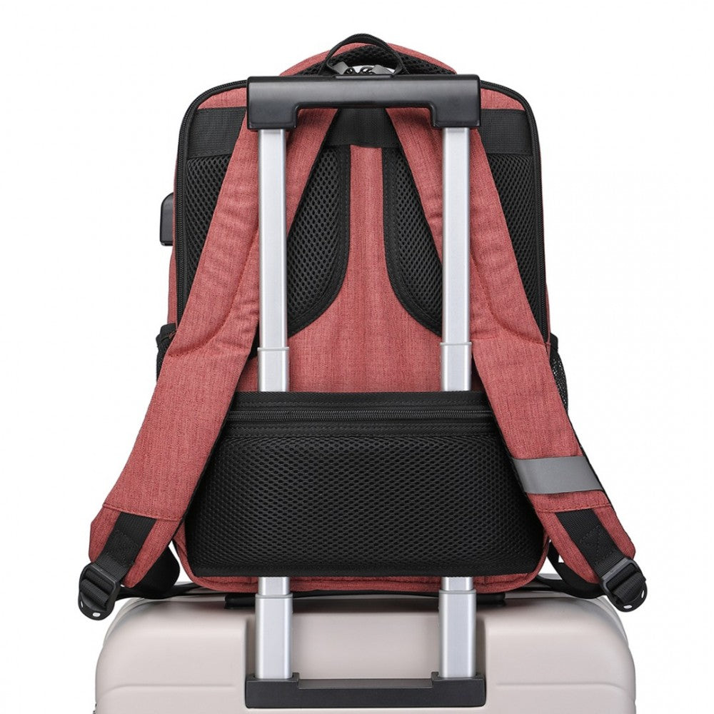 EM2111S - KONO MULTI-COMPARTMENT BACKPACK WITH USB PORT - CLARET